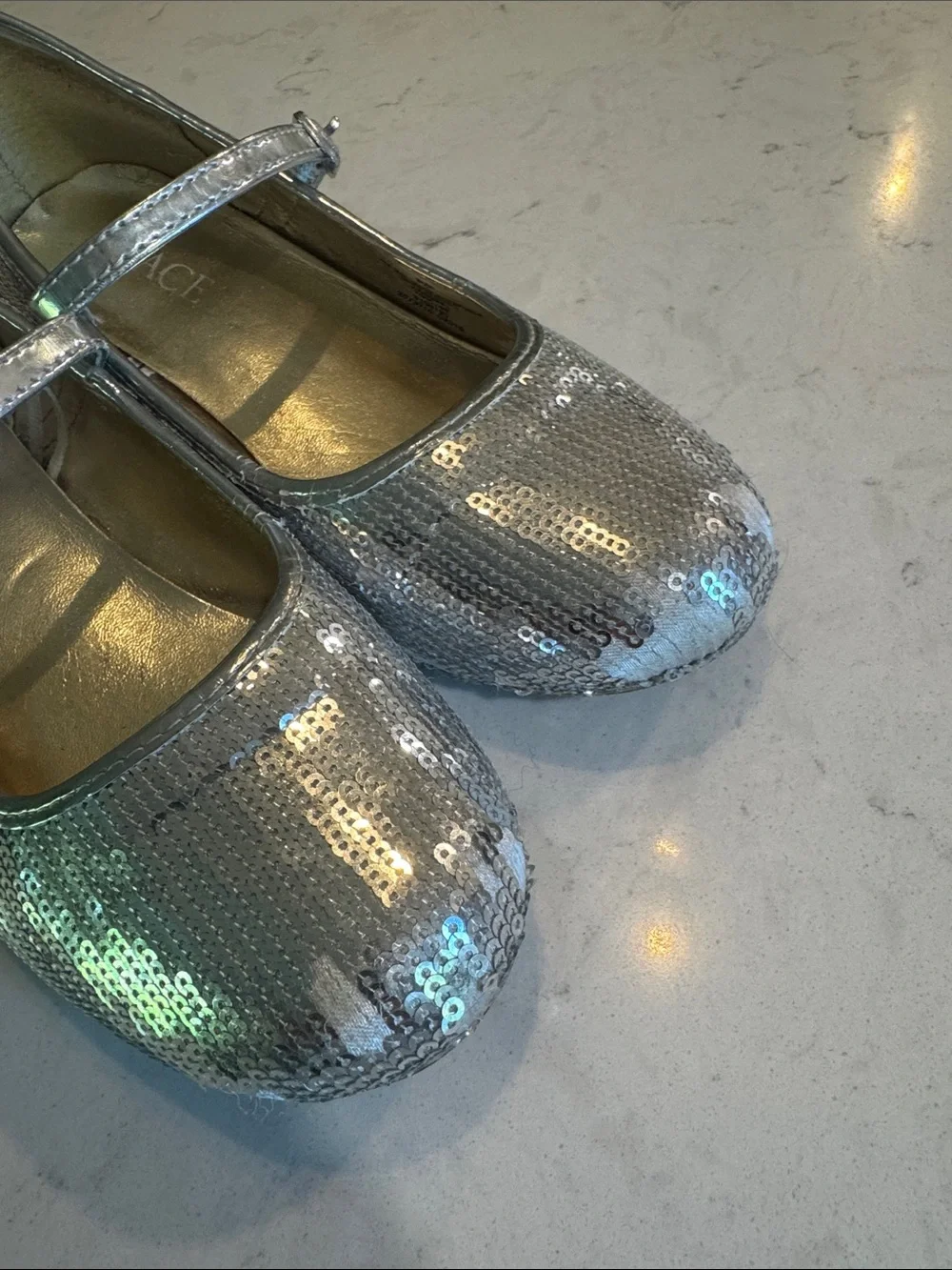 The Children's Place Silver Sequin Mary Jane Flats